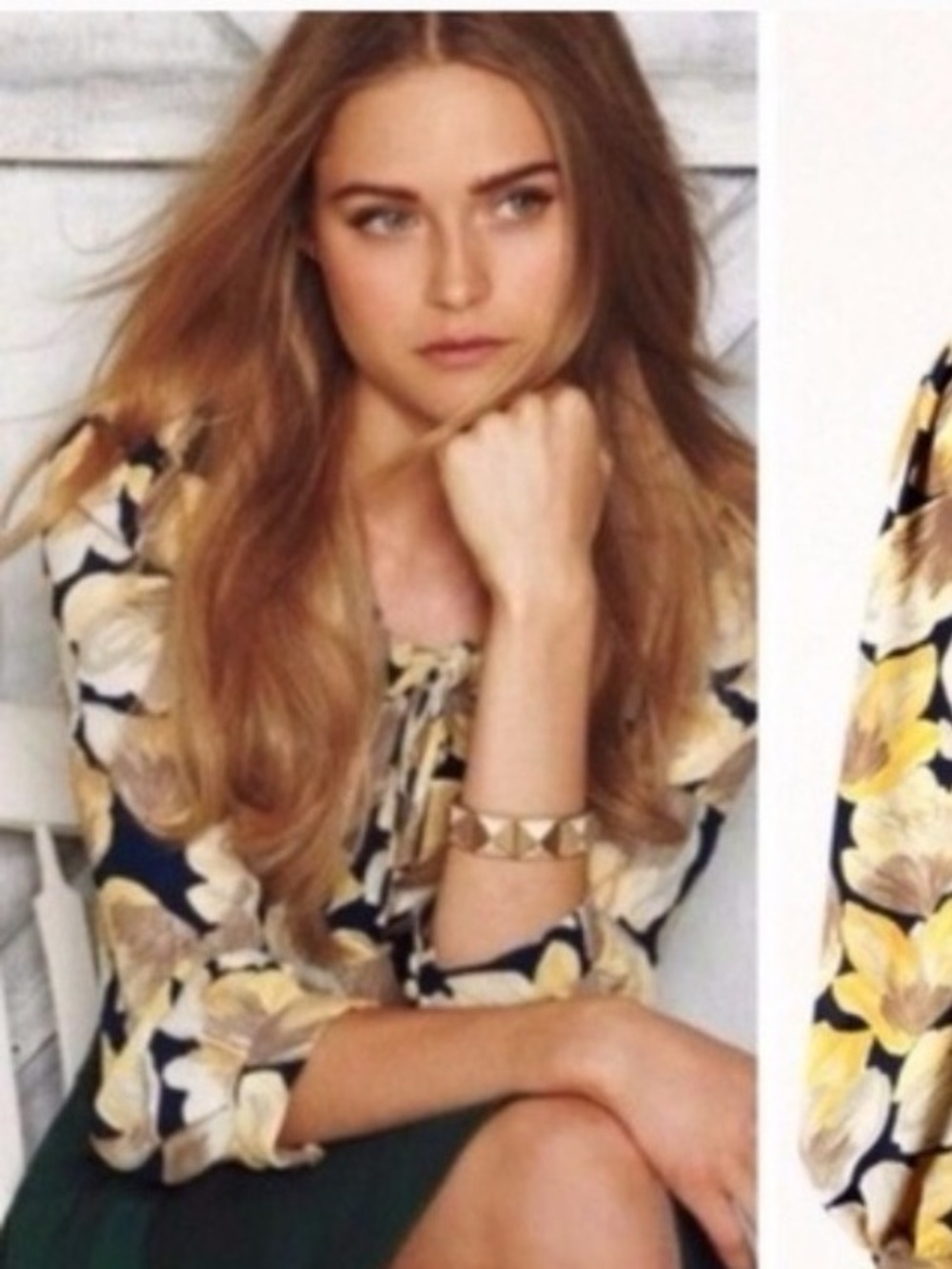 ANTHROPOLOGIE MEADOW RUE Michelia Blouse - Yellow Floral Print